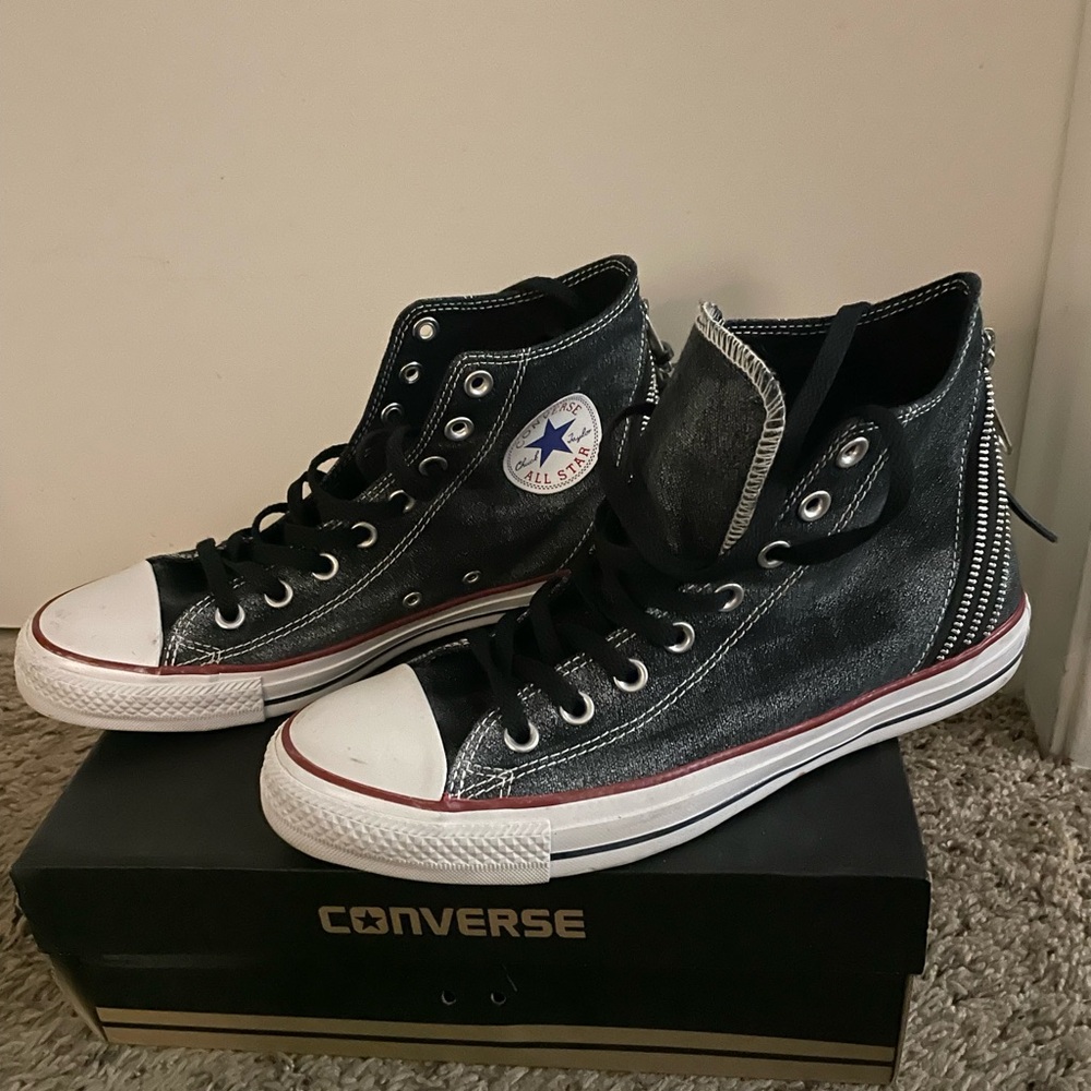Converse Dark Denim- High-Tops with Zipper Detail